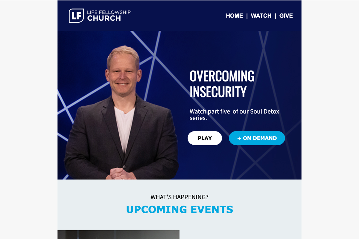 Email campaign — Overcoming Insecurity, XO Conference and Revival Nights